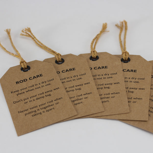 Fly rod hanger tags
