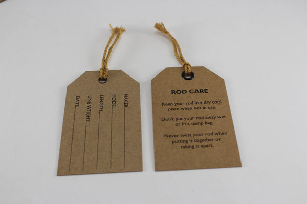 Fly rod hanger tags