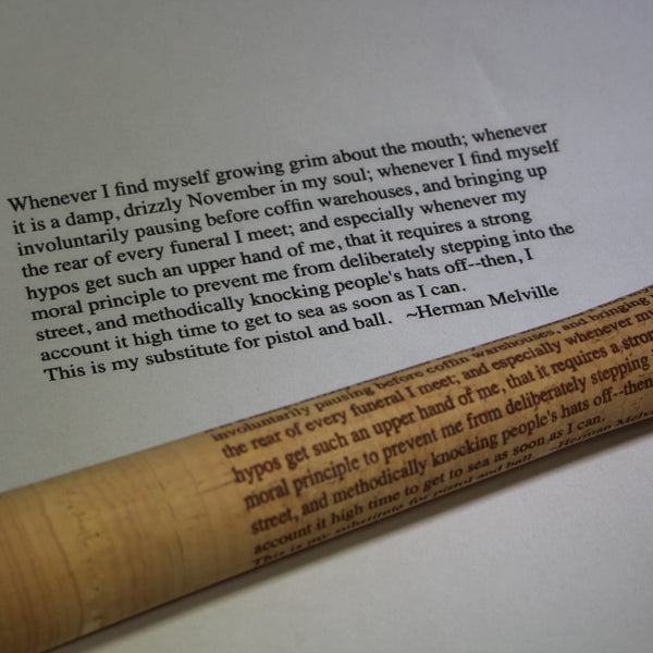 Cork grip wood burned wrap around custom text.  (grip not included)