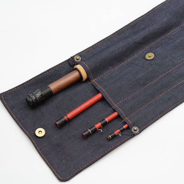 Denim fly rod sock for 4 piece rods