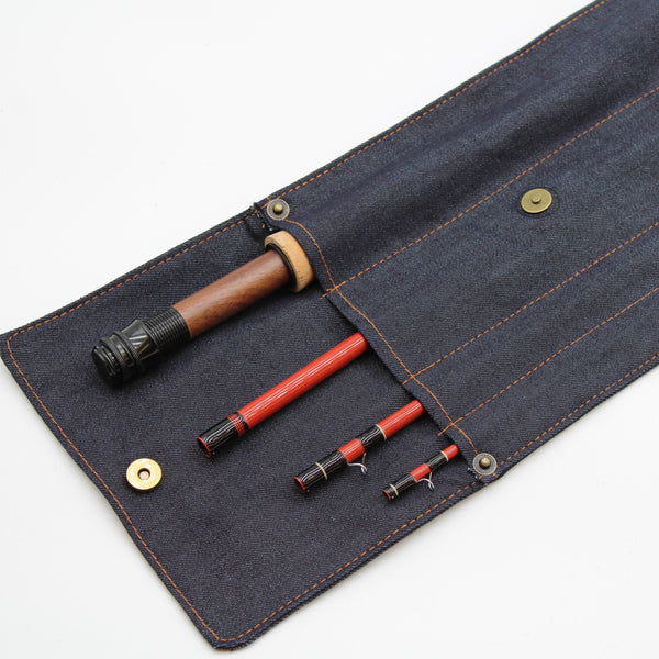 Denim fly rod sock for 3 piece rods