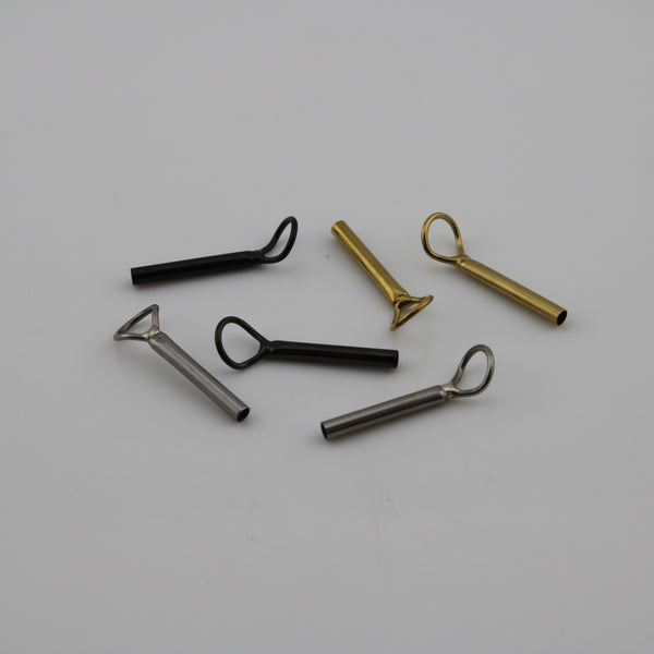 Teardrop loop tip tops in chrome, gold, and black. 3.5-6.5