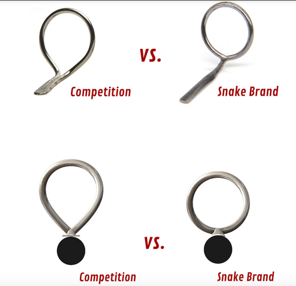 Single foot  Snake Brand Guides (round blanks). Black nickel and E-coating (chrome)