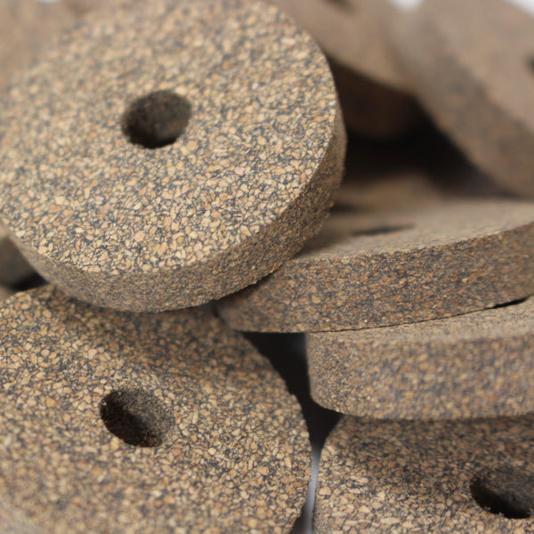 Black fine grain rubber cork ring  1 1/4" x 1/4"  with 1/4" bore