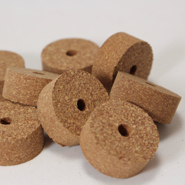Red fine grain rubber cork ring  1 1/4" x 1/2"  with 1/4" bore