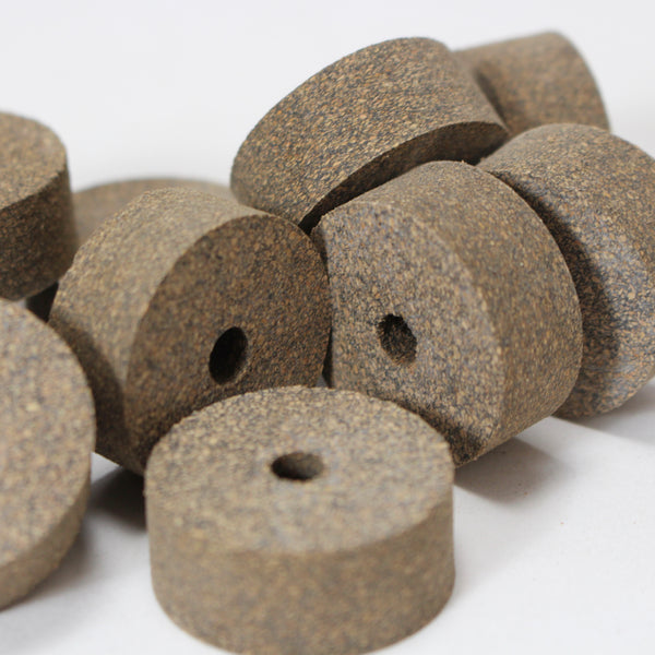 Black fine grain rubber cork ring  1 1/4" x 1/2"  with 1/4" bore