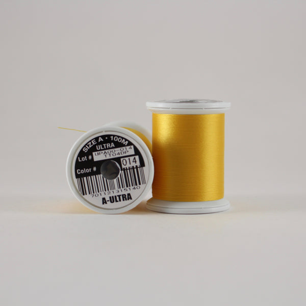 Fuji Ultra Poly rod wrapping thread in Goldenrod #014 (Size A 100m spool)